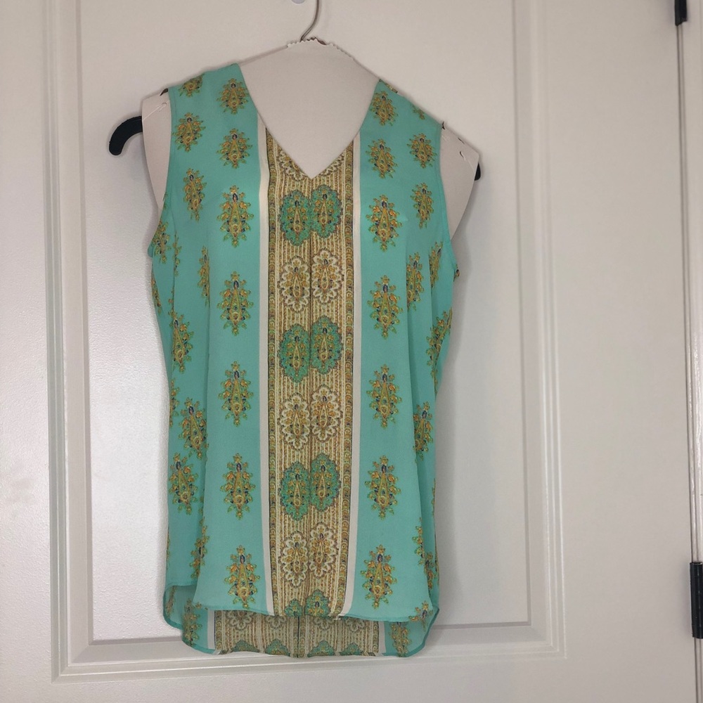 Patterned turquoise blouse